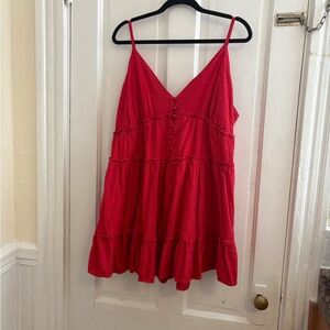 Red Sleeveless Tiered Dress